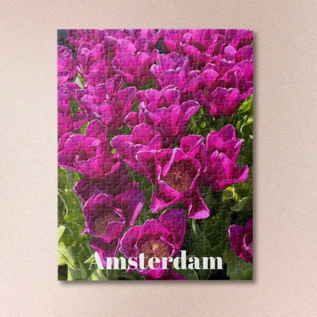 Rompecabezas de Tulipanes Morados de Ámsterdam (Text is optional. Select Personalization to backspace it out.)