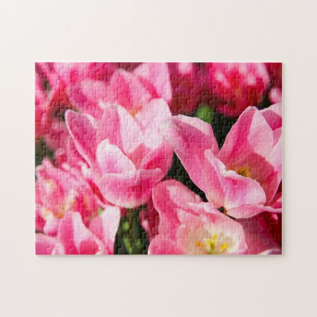 Rompecabezas de Tulipanes Rosados (Horizontal)