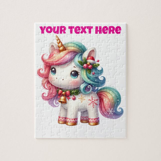 Rompecabezas de Unicorn Navidades personalizados (Vertical)
