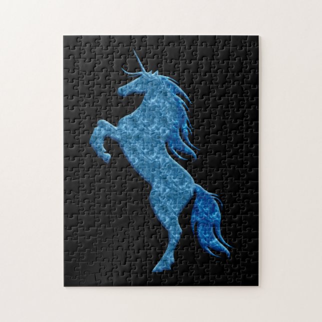Rompecabezas de Unicornio de Fuego Azul (Vertical)