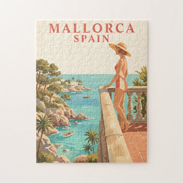 Rompecabezas de viaje vintage de Mallorca España (Vertical)