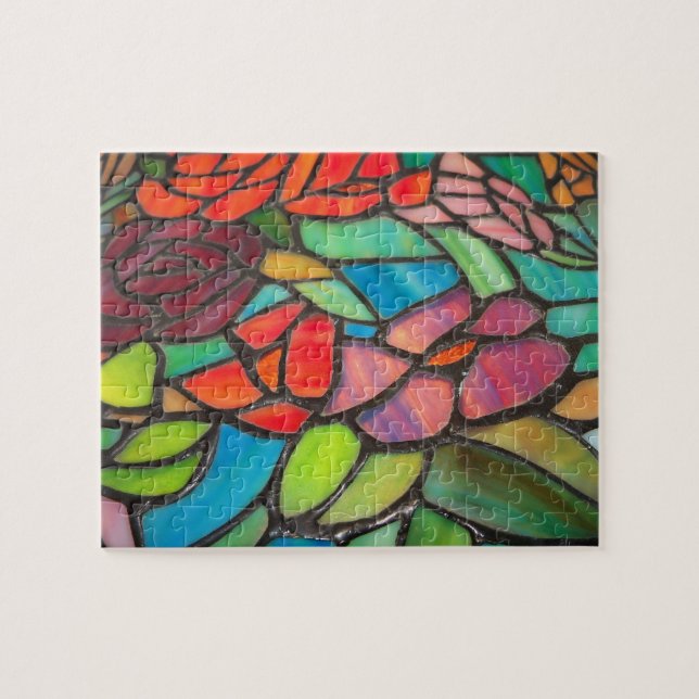 Rompecabezas de vidrio con manchas florales (Horizontal)