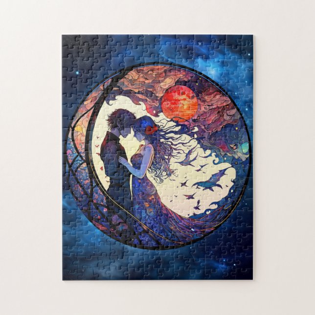 Rompecabezas de vidrio manchado de la pareja Faux (Vertical)