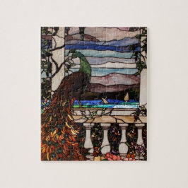 Rompecabezas de vidrio manchado de pavo real