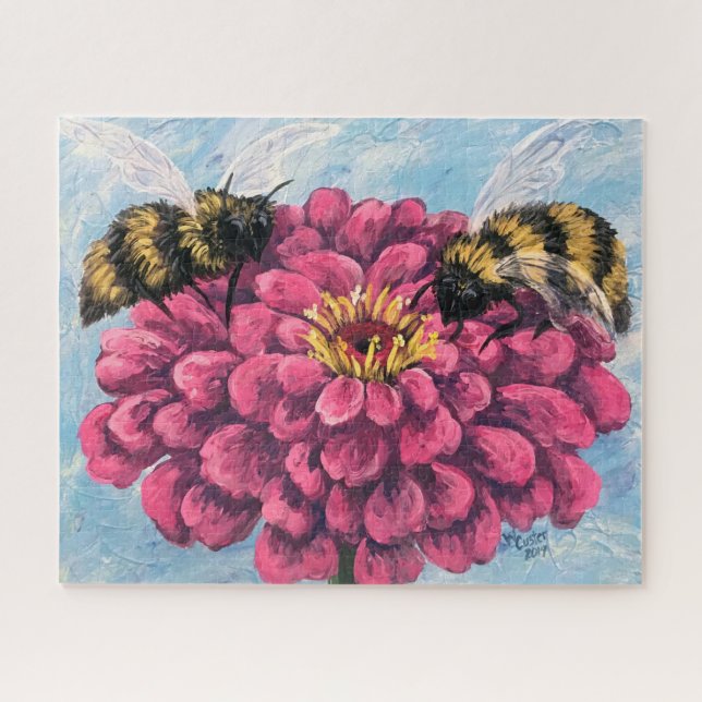 Rompecabezas de Zinnia y Abejas (Horizontal)