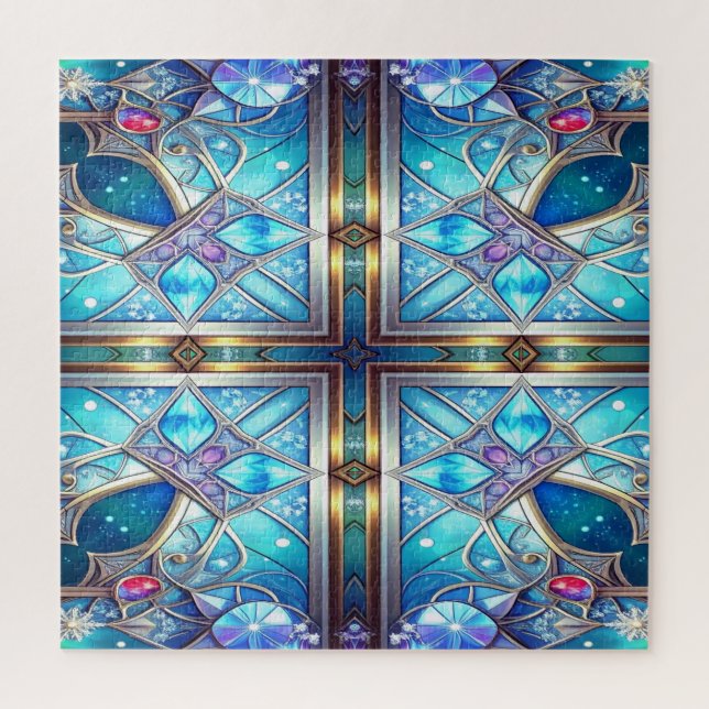 Rompecabezas decorativo azul (Vertical)