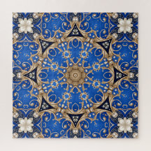 Rompecabezas decorativo de oro azul