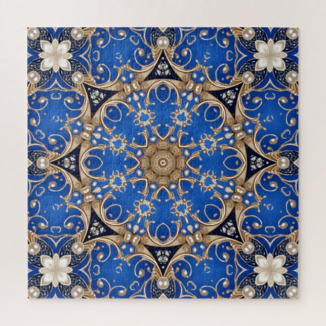 Rompecabezas decorativo de oro azul (Vertical)