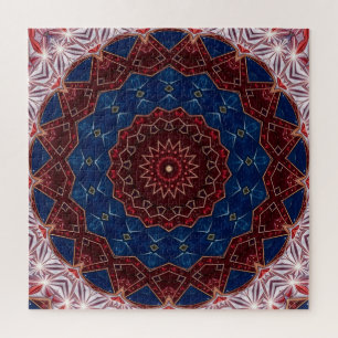 Rompecabezas decorativo rojo azul