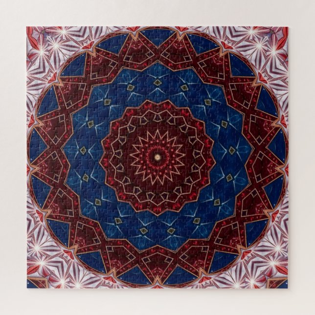 Rompecabezas decorativo rojo azul (Vertical)