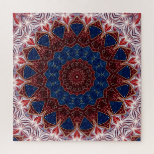 Rompecabezas decorativo rojo azul