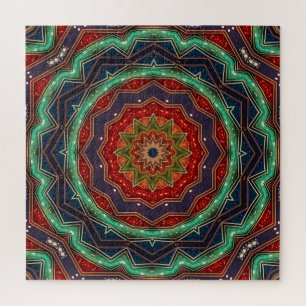 Rompecabezas decorativo rojo verde