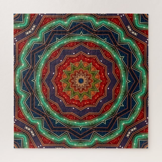 Rompecabezas decorativo rojo verde (Vertical)