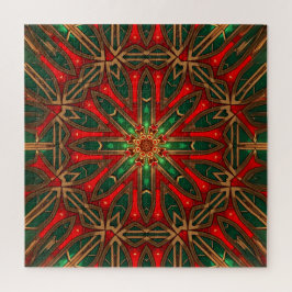 Rompecabezas decorativo rojo verde