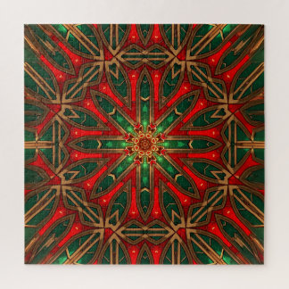Rompecabezas decorativo rojo verde