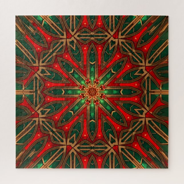 Rompecabezas decorativo rojo verde (Vertical)