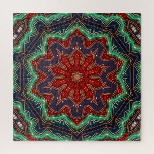 Rompecabezas decorativo rojo verde