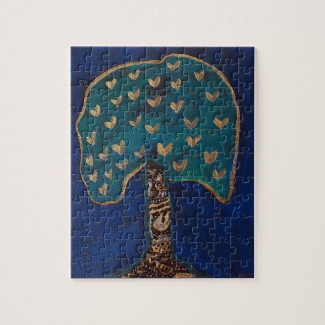 Rompecabezas del árbol de los corazones dorados (Vertical)