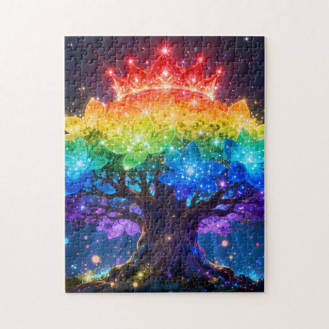 Rompecabezas del Árbol de Luz Arcoíris (Vertical)