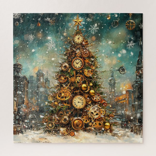 Rompecabezas del árbol de Navidad Steampunk (Vertical)