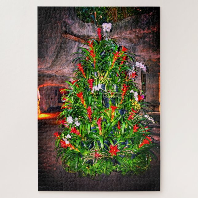 Rompecabezas del árbol de Navidad tropical (Vertical)