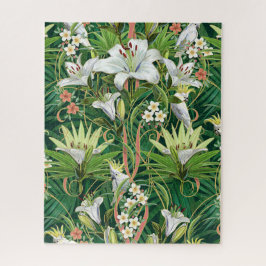 Rompecabezas del Art Nouveau tropical Lilies & Coc