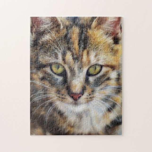 Rompecabezas del arte de la cara del gato (Vertical)