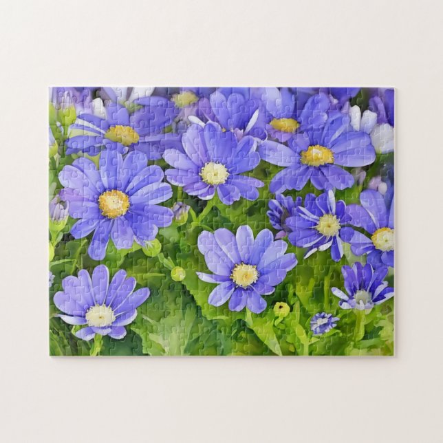 Rompecabezas del arte de la flor azul (Horizontal)