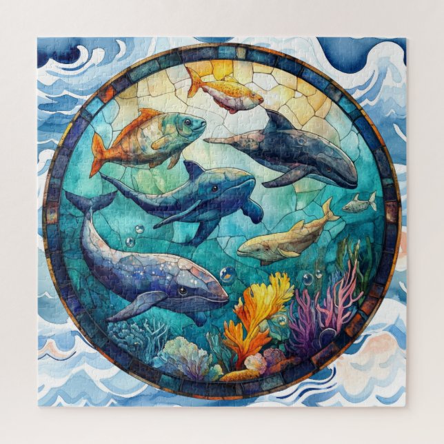 Rompecabezas del arte de los animales oceánicos (Vertical)