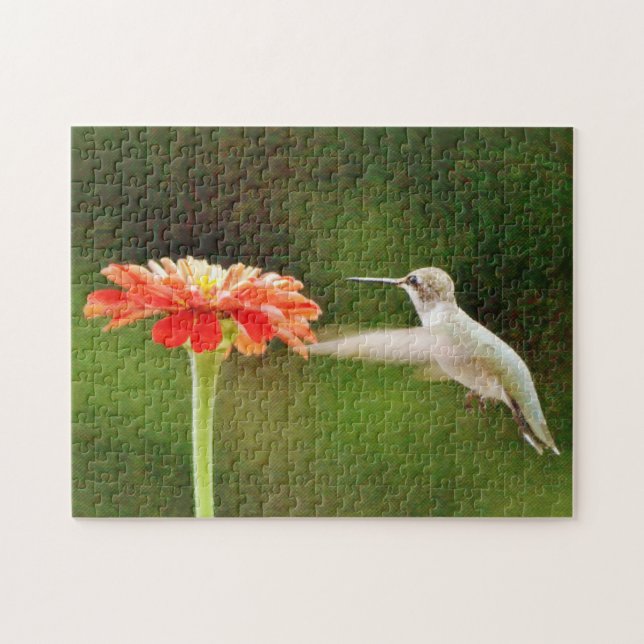 Rompecabezas del arte del colibrí y las flores (Horizontal)