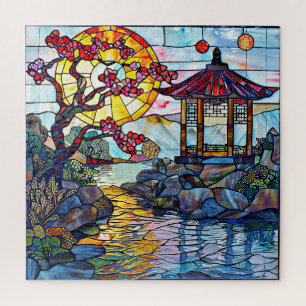 Rompecabezas del arte del cristal manchado japonés