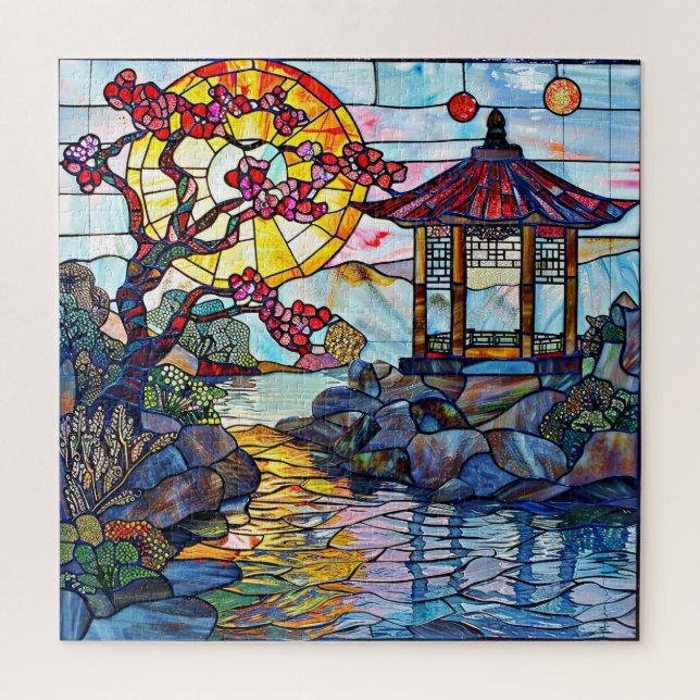 Rompecabezas del arte del cristal manchado japonés (Vertical)