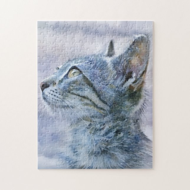 Rompecabezas del arte del gato gray gray (Vertical)