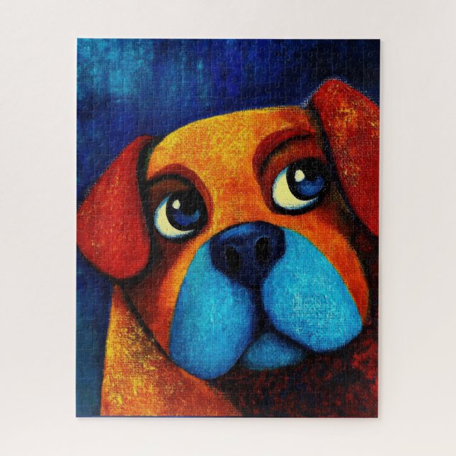 Rompecabezas del arte del retrato de perro (Vertical)
