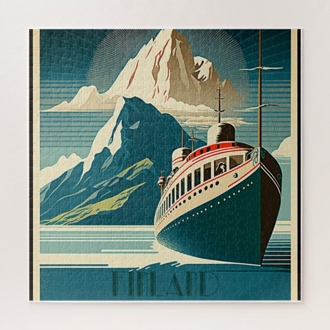 Rompecabezas del arte del viaje de la época finlan (Vertical)