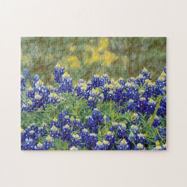 Rompecabezas del arte en las flores de azul de Tex (Horizontal)