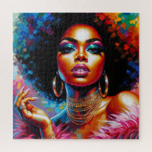 Rompecabezas del arte pop Afro Glam de la Mujer Ne