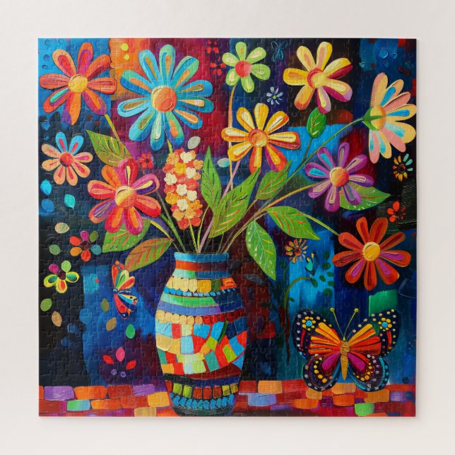 Rompecabezas del arte pop floral (Vertical)