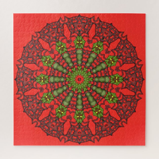 Rompecabezas del arte rojo 3D Mandala Jigsaw (Vertical)