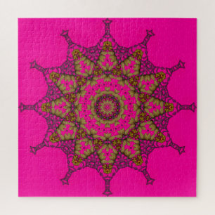 Rompecabezas del arte rosado 3D Mandala Jigsaw