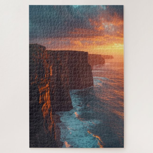 Rompecabezas del atardecer en el acantilado coster (Vertical)