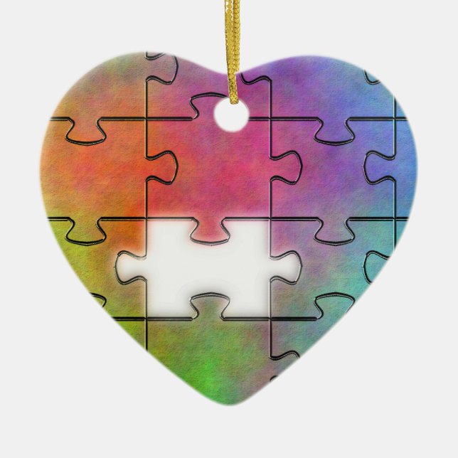 Rompecabezas del autismo - Ornamento del corazón (Frente)