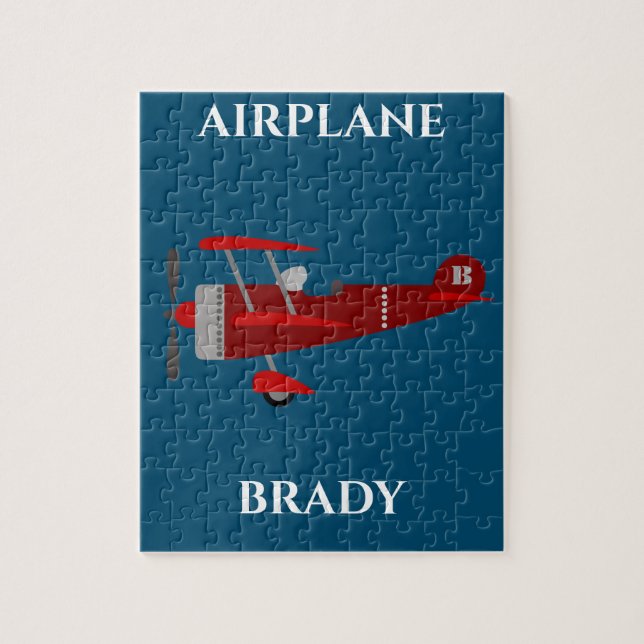 Rompecabezas del avión con nombre personalizado. (Vertical)
