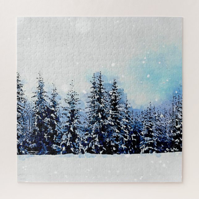 Rompecabezas del bosque de Snowy Evergreen 252 pie (Vertical)