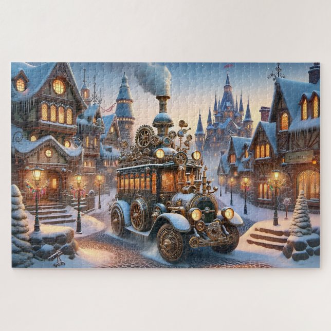 Rompecabezas del bus de los Navidades Steampunk (Horizontal)