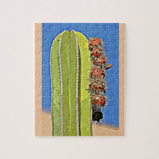 Rompecabezas del cactus del Saguaro del dibujo (Vertical)