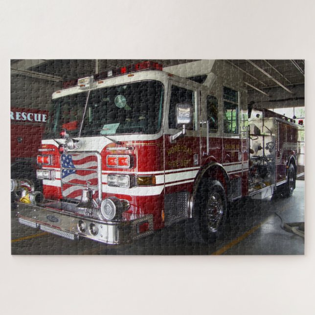 Rompecabezas del camión del coche de bomberos (Horizontal)