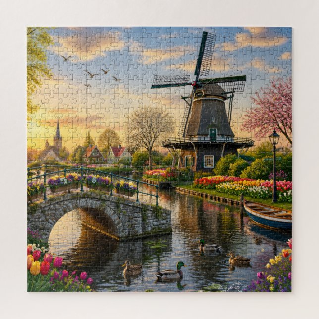 Rompecabezas del Canal del Molino de Viento Holand (Vertical)