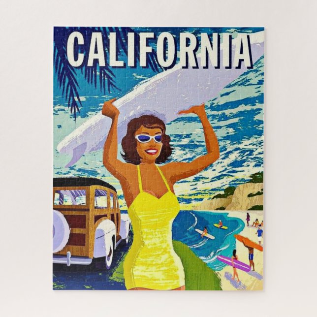Rompecabezas del Chica retro de California (Vertical)