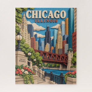 Rompecabezas del cielo de Chicago con recorte de p